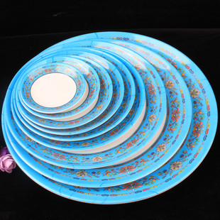 新疆餐具特色民族饭店家用拌面大盘鸡椒麻鸡手抓饭盘子新疆风圆盘