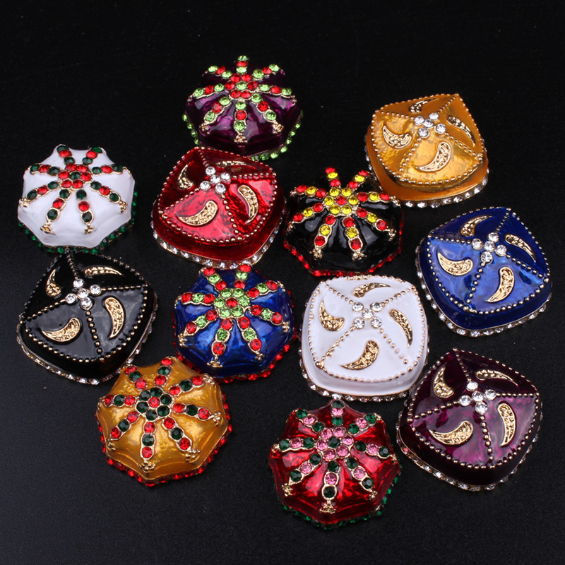 新疆旅游纪念品合金镶钻小花帽冰箱贴四角八角帽子装饰品小礼物品