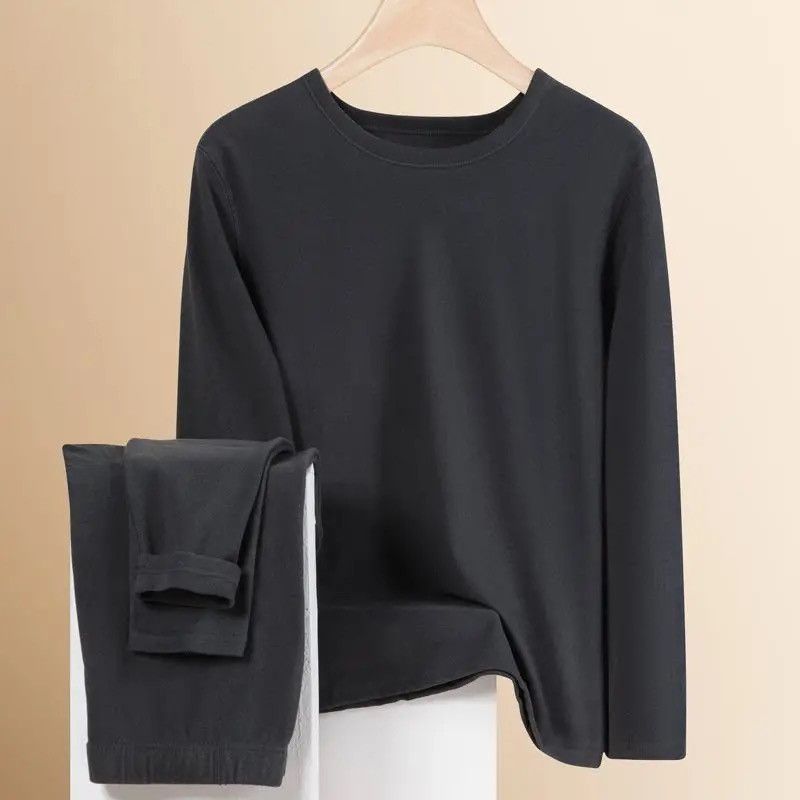 2025男士圆领长袖保暖套装秋冬加厚防寒秋衣裤中年保暖内衣德绒