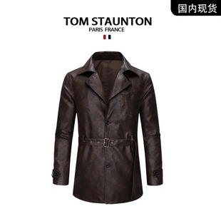 STAUNTON 品牌撤柜清倉 TOM 皮衣夾 輕奢商務休閑英倫風中長款