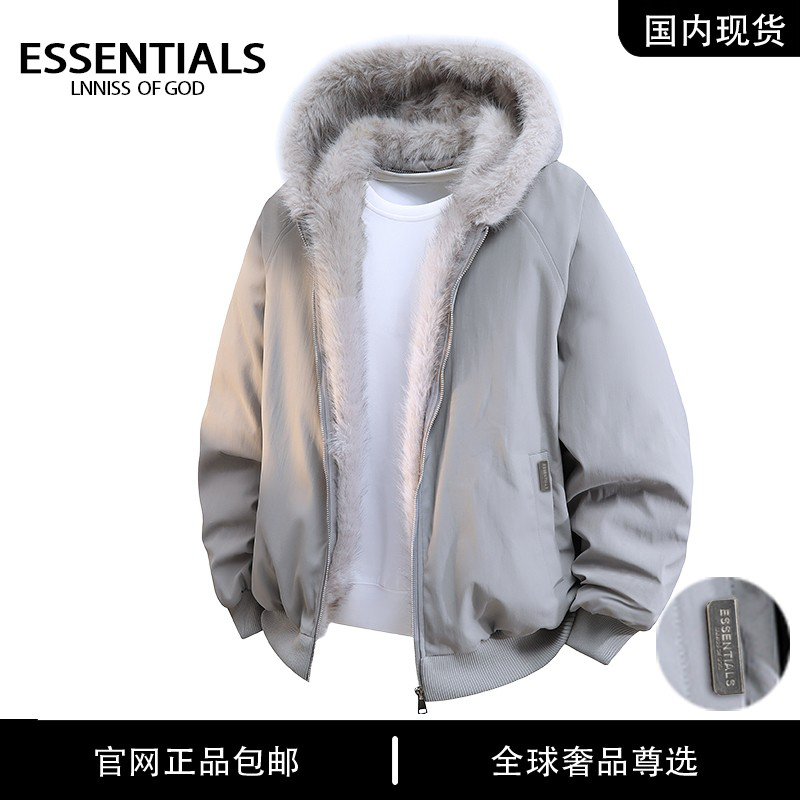 ESSENTIALS LNNISS 美式潮牌连帽毛领秋冬座山雕棉服痞帅外套男款