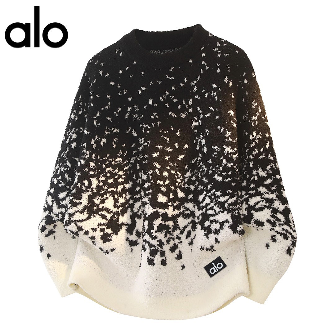 【官方奥特莱斯品牌折扣 冬季潮流星点拼色圆领套头情侣休闲毛衣