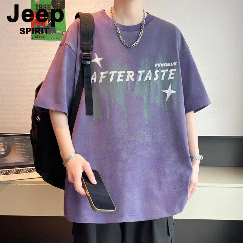 JEEPSPIRIT冰丝短袖t恤男款夏季2026新款美式宽松五分袖休闲半袖