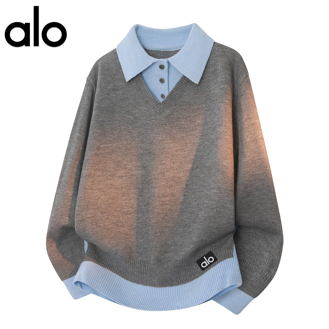 官方奥特莱斯】品牌折扣 冬季时尚假两件衬衫领毛衣休闲男针织衫