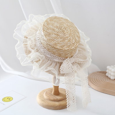 ins风蕾丝海边麦秸秆大檐草帽