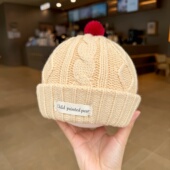 多色可选婴儿毛线帽秋冬季 洋气毛球针织套头帽子男童女宝宝瓜皮帽