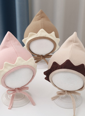 婴儿帽子春秋护耳帽宝宝洋气超萌套头帽男女秋款0-6个月囟门胎帽