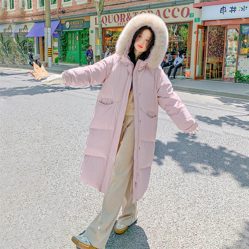 MM明摩女装羽绒服女冬季2025新款中长款狐狸毛领加厚90白鸭绒外套