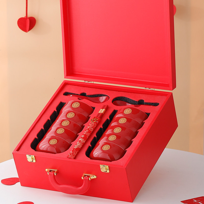 中式新人结婚庆红色喜碗筷勺套装新娘陪嫁礼物送闺蜜高档伴手礼盒,节庆用品/礼品,喜碗/敬茶杯,淘宝优惠券,粉丝福利购,淘宝优惠卷