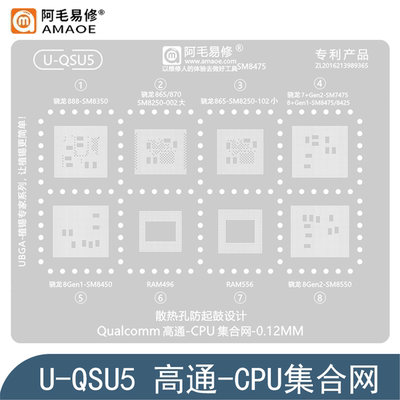 适用于高通SM8550/8475/8450/8425钢网SM8350/8250/7475CPU植锡网