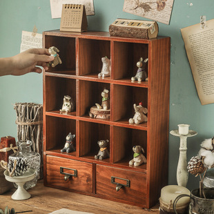 九宫格桌面收纳盒办公室胶带口红整理架香水抽屉式分隔柜子大容量