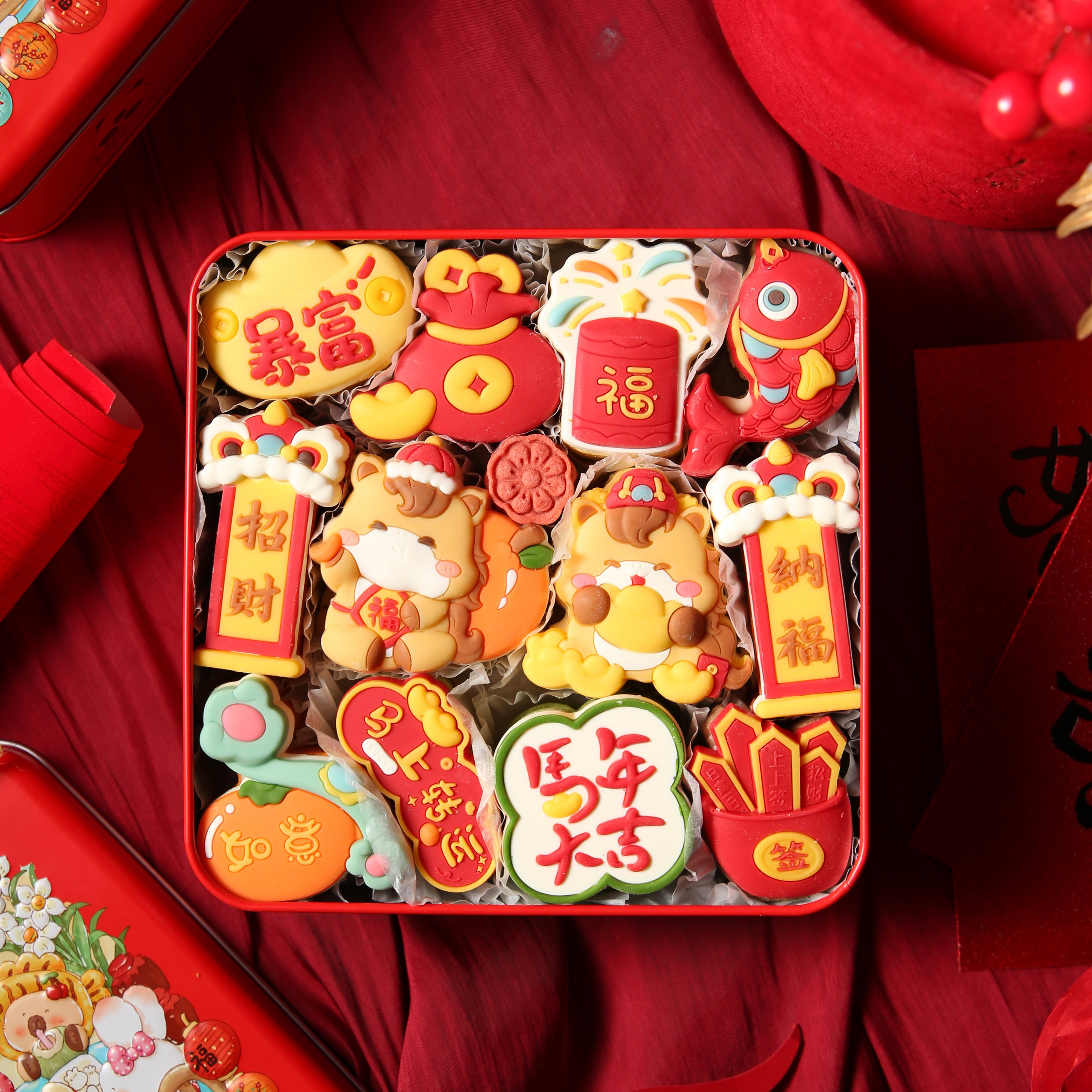 马年新年纯脂巧克力手工能量曲奇卡通零食饼干春节限量礼物送朋友