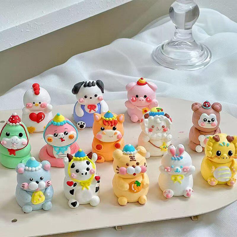 卡通立体十二生肖蛋白糖公仔蛋糕装饰糖果烘焙甜品生日蛋糕配摆件