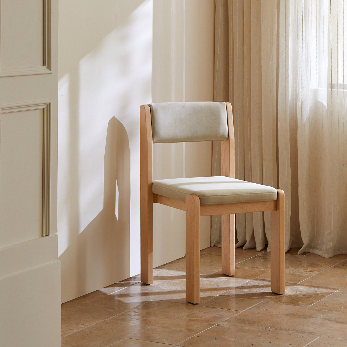 山念木作  早安餐椅 实木软包餐椅樱桃木北欧现代简约原木2把起售