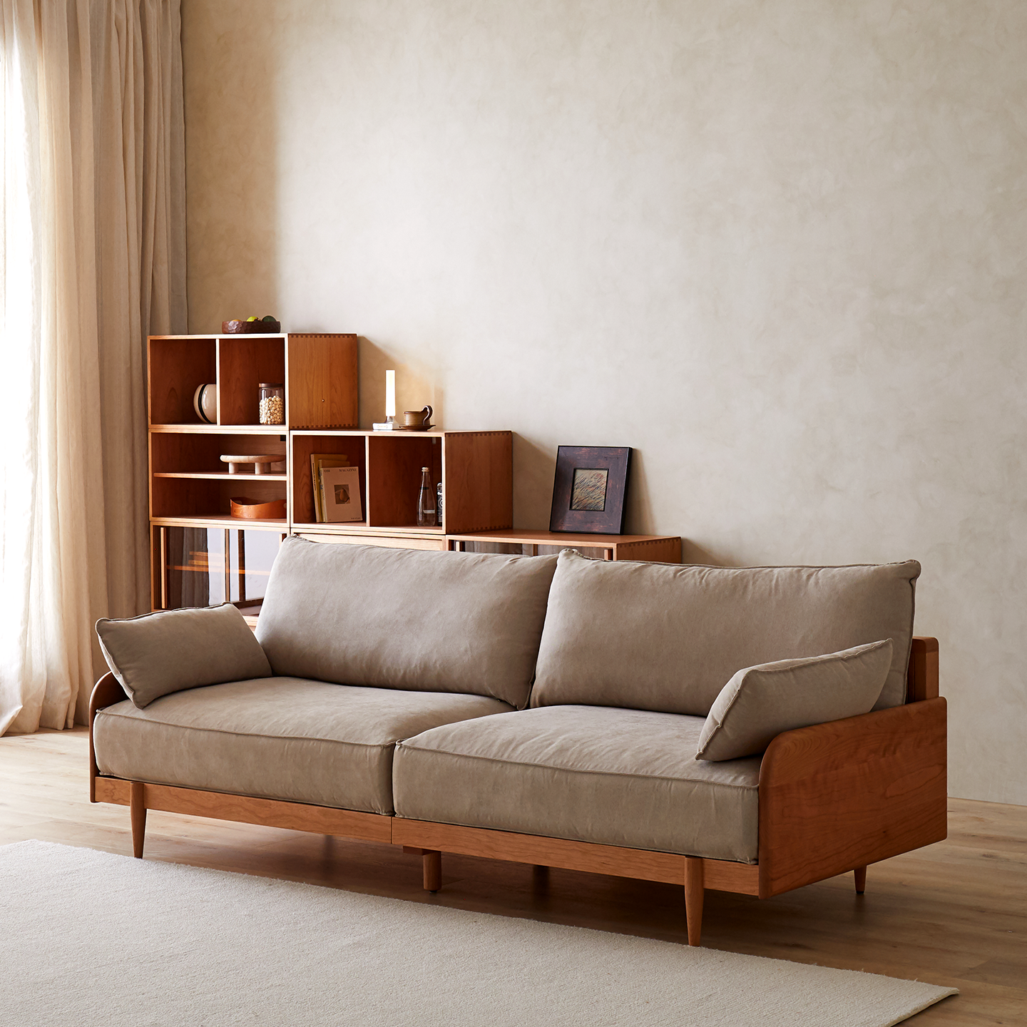 山念北欧黑胡桃实木沙发