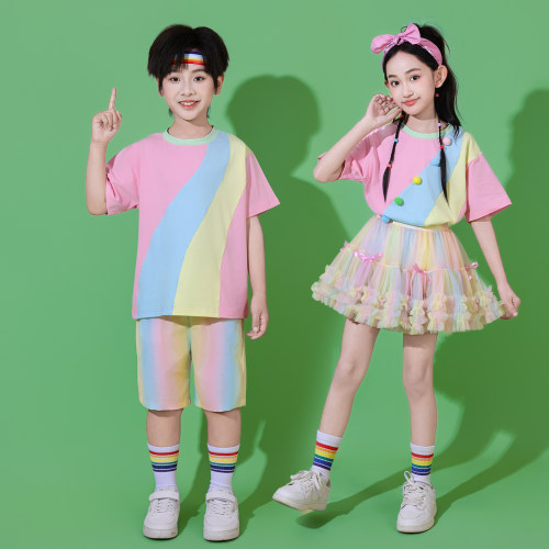 六一儿童彩虹啦啦队演出服