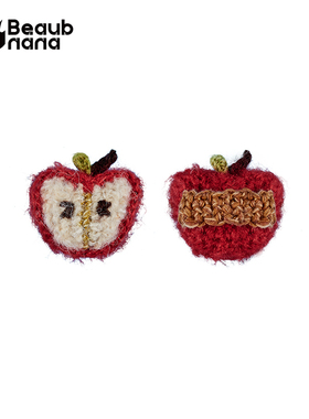 小黄香蕉手钩苹果戒指女毛线针织新年穿搭红色圣诞吉祥喜庆送礼物