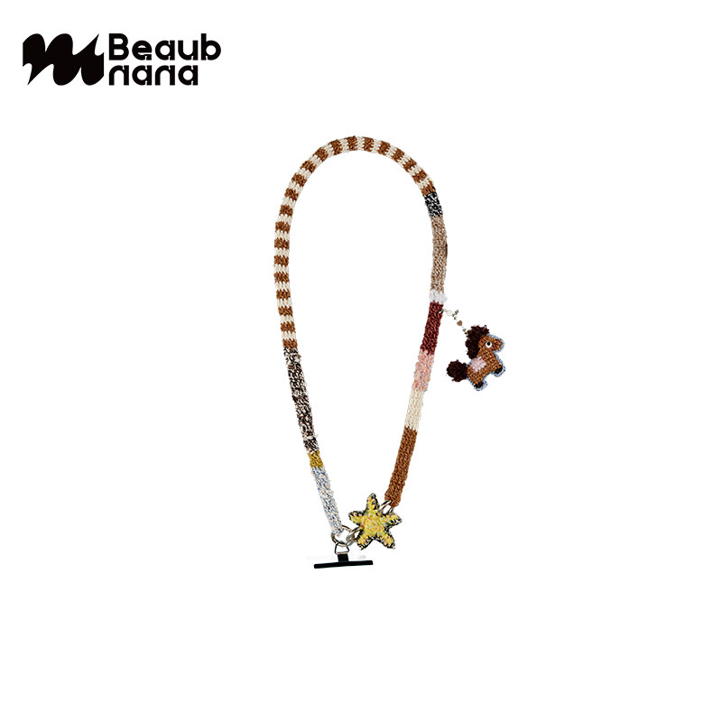 小黄香蕉手钩马上开心挂脖手机项链原创斜挎链条编织带绳挂件背式