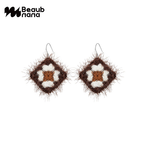 小黄香蕉手钩美拉德风毛线耳饰