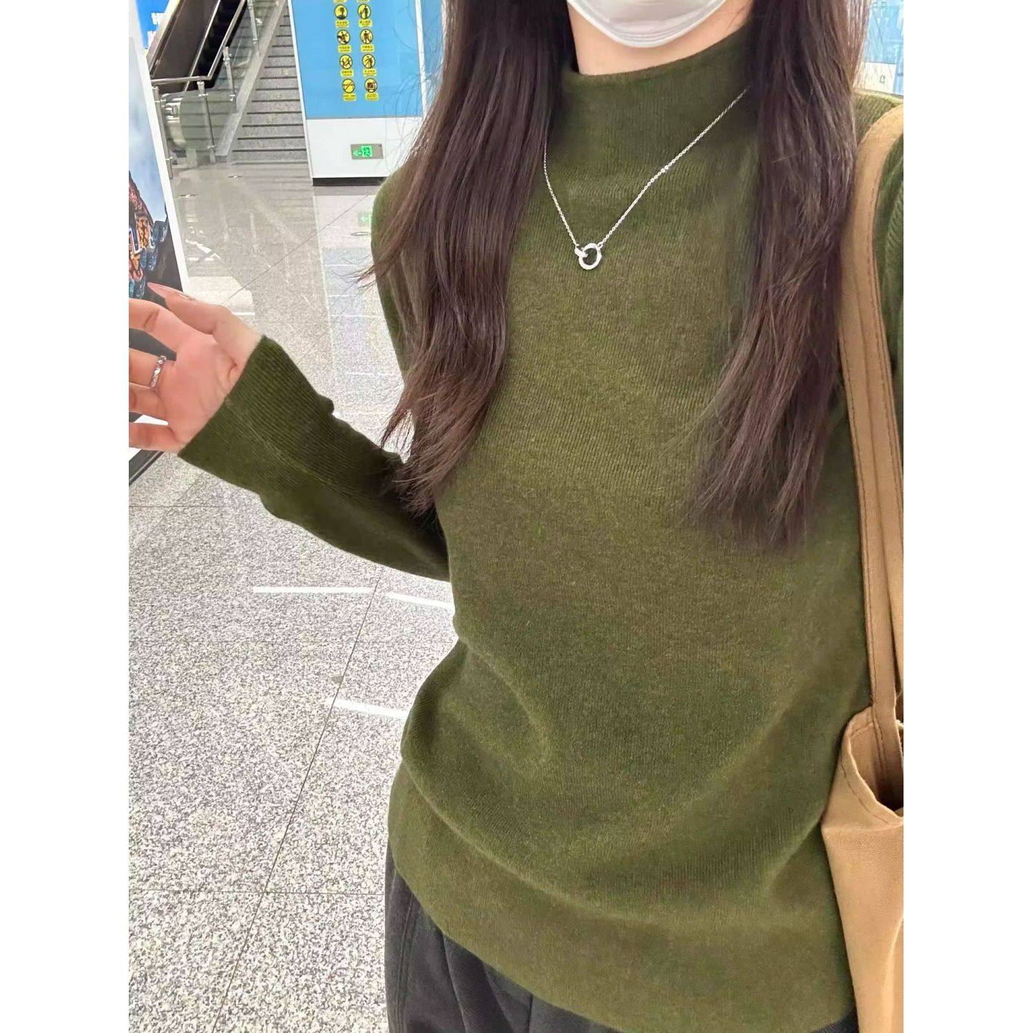 绝美复古墨绿色miu系打底衫女秋冬保暖针织内搭立领毛衣软糯上衣,女装/女士精品,毛衣,淘宝优惠券,粉丝福利购,淘宝优惠卷