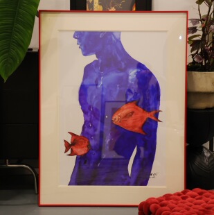 自画像 画 签名版 孙继成原创人物水彩画卧室挂画