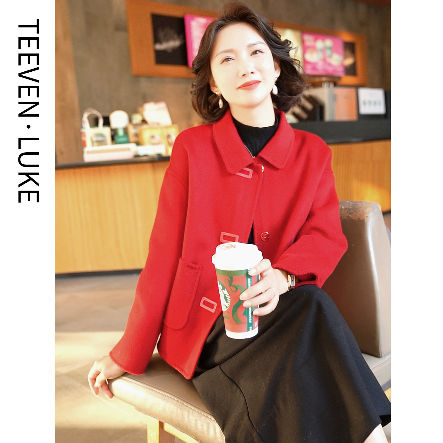 迪芬璐嘉羊毛双面韩版小个子大衣