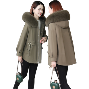 派克服女冬小个子海宁可拆卸兔毛内胆皮草外套狐狸毛领2021年新款