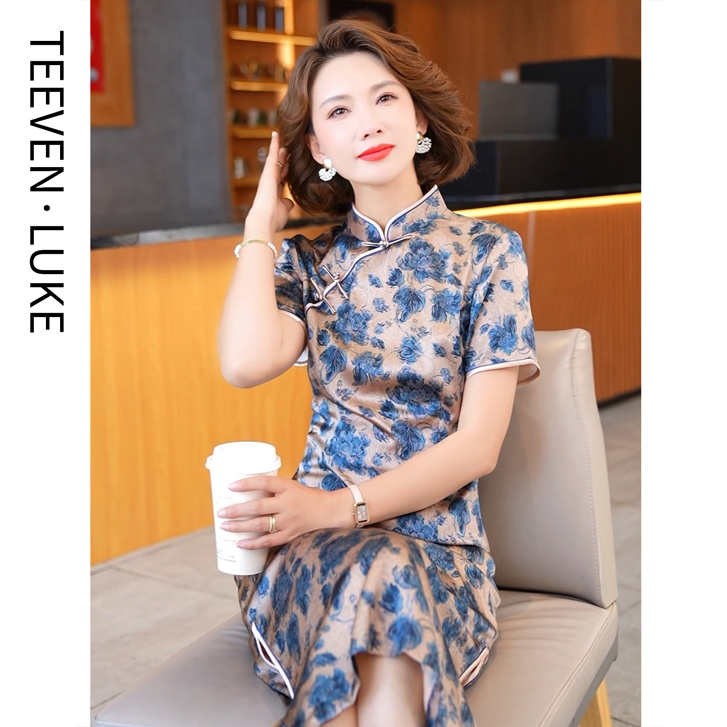 2026夏季新款妈妈桑蚕丝连衣裙女正宗杭州丝绸高端香云纱真丝旗袍