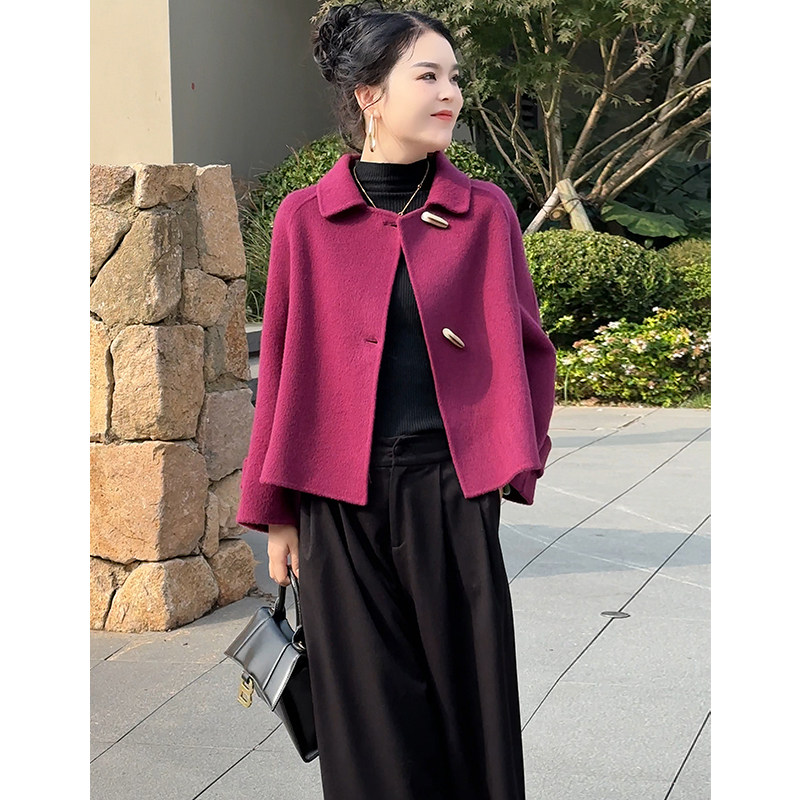 双面羊毛大衣女短款宽松2025秋冬新款高级感小个子休闲羊毛呢外套