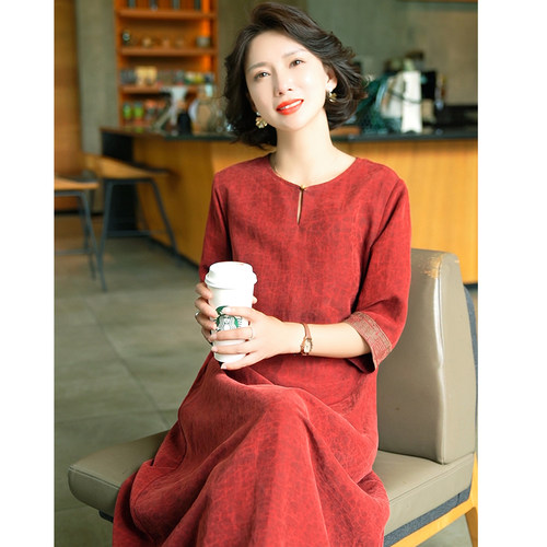 迪芬璐嘉香云纱真丝桑蚕丝连衣裙