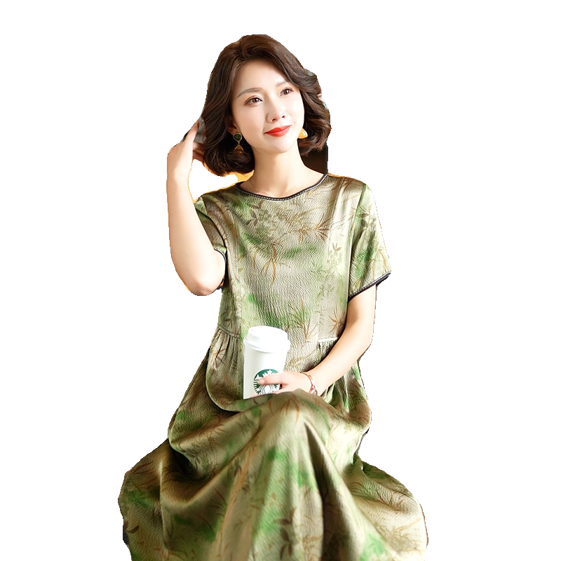 迪芬·璐嘉气质优雅真丝连衣裙女