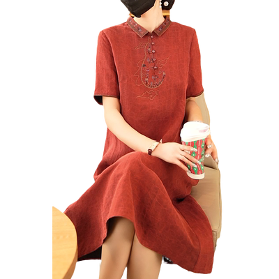 迪芬璐嘉气质复合香云纱连衣裙女