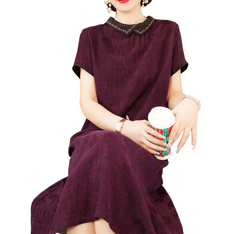 迪芬璐嘉气质复古真丝连衣裙女