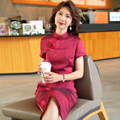 2025新款 连衣裙女 夏中年妈妈高端改良旗袍中国风显瘦优雅气质大码