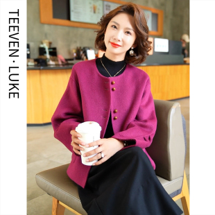 2025秋冬新款小香风双面呢羊毛大衣韩版气质显高小个子毛呢外套女