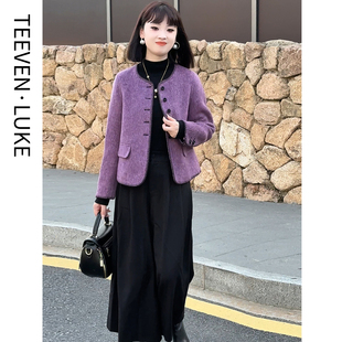 2025秋冬季新款毛呢外套短款中年妈妈大衣女小个子气质羊毛双面呢