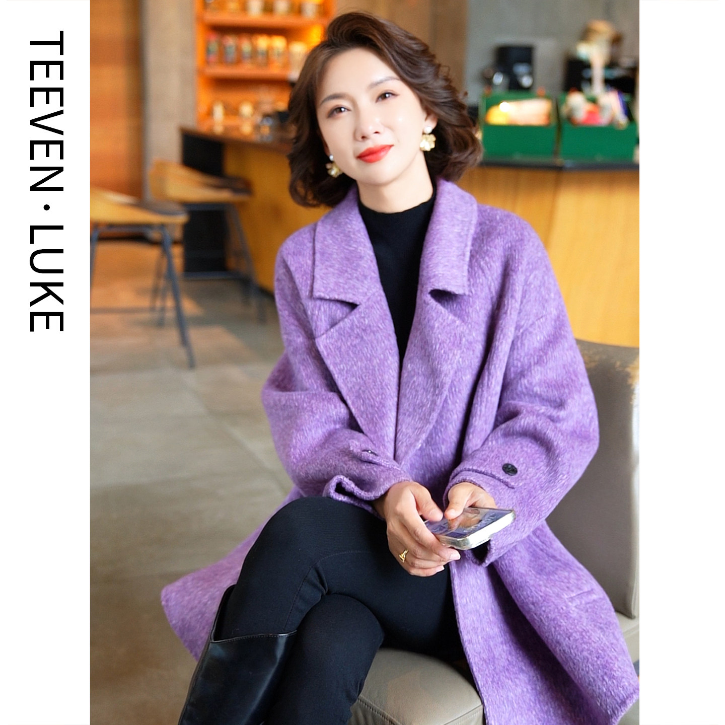 2025年新款双面呢大衣女韩版高级感羊毛呢外套气质秋冬季显瘦西服