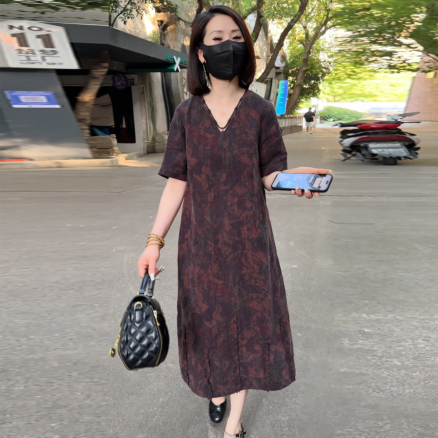 真丝香云纱桑蚕丝连衣裙