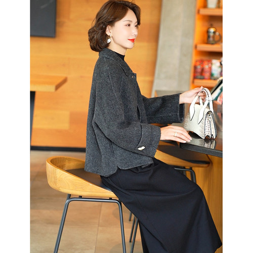 迪芬璐嘉羊毛双面呢韩版休闲大衣