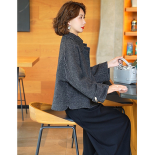 双面羊毛大衣女短款2025新款秋冬季小个子高级感韩版宽松毛呢外套