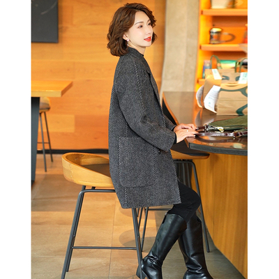 迪芬璐嘉羊毛双面呢韩版休闲大衣