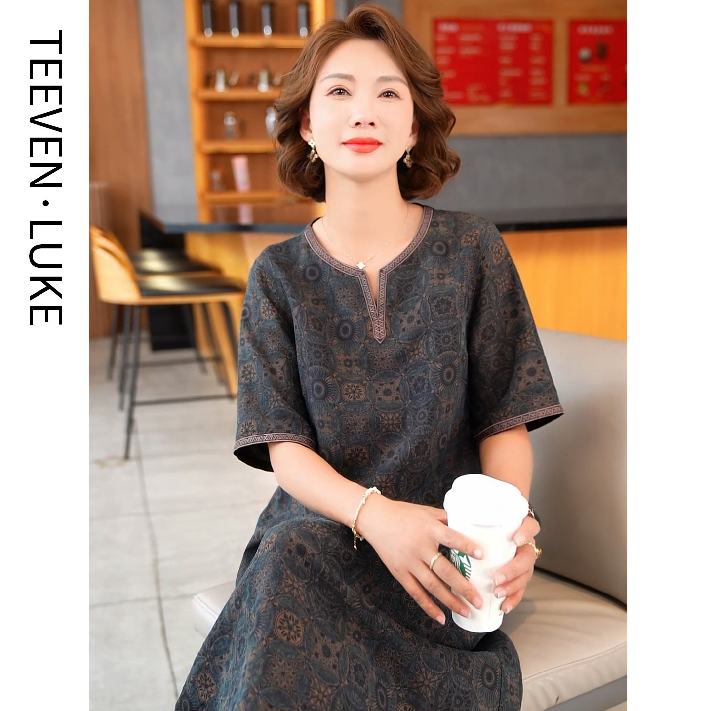 迪芬璐嘉真丝香云纱连衣裙女