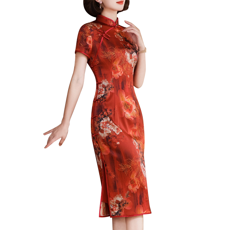 迪芬璐嘉气质日常真丝改良旗袍女