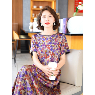 2024年新款夏季大牌真丝连衣裙女杭州桑蚕丝韩版年轻妈妈显瘦裙子