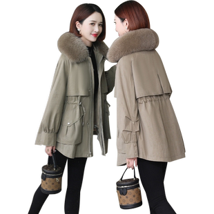 2021冬新款韩版小个子狐狸毛外套女可拆卸兔毛内胆派克服海宁皮草