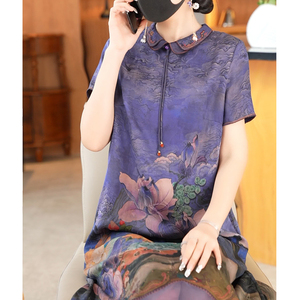 杭州气质优雅真丝香云纱连衣裙女中年妈妈桑蚕丝裙子夏季2026新款