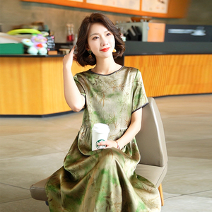 2026年夏季新款杭州真丝连衣裙女气质洋气妈妈收腰显瘦桑蚕丝裙子