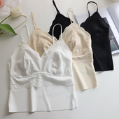 夏季 带胸垫薄吊带打底短上衣无痕兔耳朵杯透气大胸显小女内衣外穿