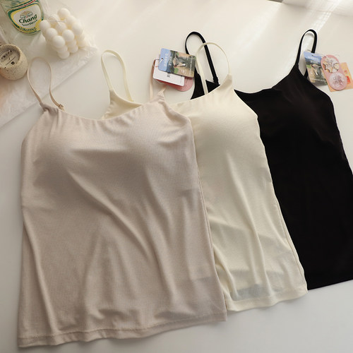 秋冬薄绵羊毛莫代尔发热保暖吊带