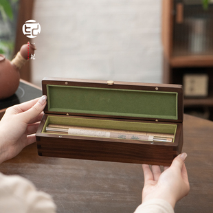 一纪线香收纳盒长条线香防潮专用盒子实木长窄型收纳盒25cm储物盒